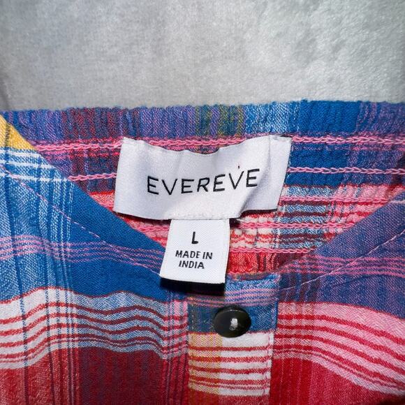 Evereve Dress L Sofia Boho Multicolor Plaid Tiered Button Midi Spaghetti Straps - Picture 3 of 10